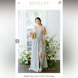 Revelry Bridesmaid Dress: size 4, color is classic emerald, chiffon material.